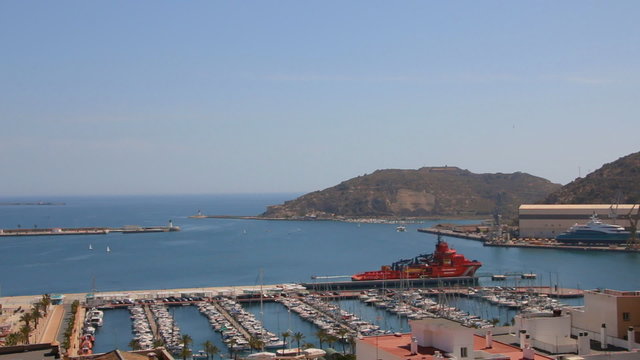 View of the marina in Cartagena, Spain
