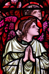 Two angels in stained glass