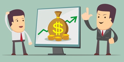 Business Growth Chart - a man at the presentation. Stock Vector