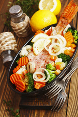 Roasted fish with vegetables