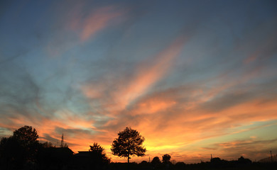 Orange clouds at sunset