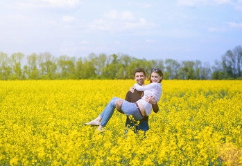 Fototapeta premium A couple in love in flowers