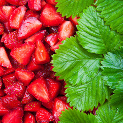 Sliced strawberries background