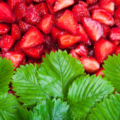 Sliced strawberries background