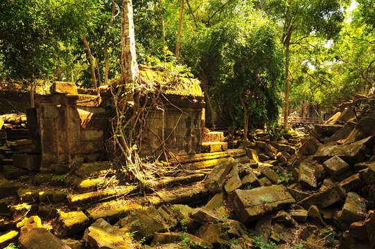 Ruins of Beng Mealea Temple in Cambodia