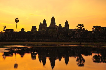 Angkor Wat Temple at Sunrise Silhouette - 83400703
