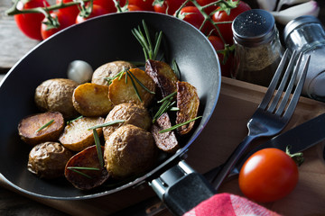 Roasted potatoes and vegetables