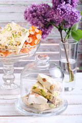 Honey and different sorts of nut nougat