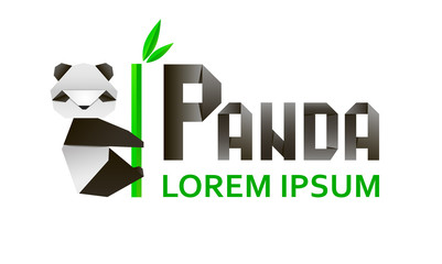 Origami. 3d paper panda. Vector illustration. Logo.