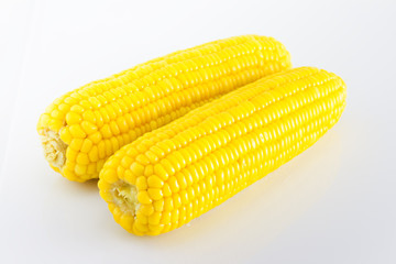 Sweet boiled corn on white background