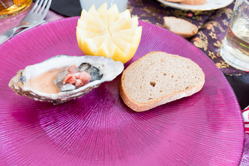 Oyster with Lemon and bread