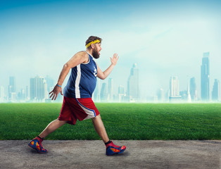 Fat man running