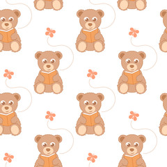 cartoon teddy bear seamless background