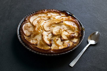 delicious apple pie fresh from the oven / apple cake pan 