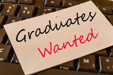 Graduates wanted concept on keyboard