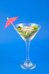 cocktail sushi on blue background