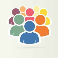 Illustration of crowd of people - icon silhouettes vector. Socia