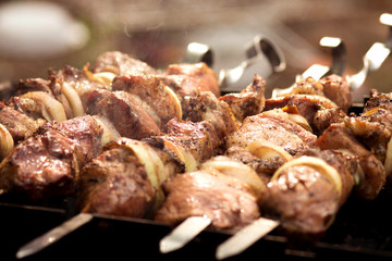 roasted kebabs on a skewer