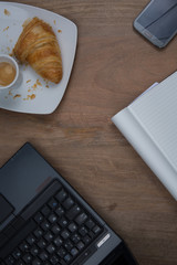 Business place on desk computer and documents