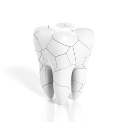 Broken molar tooth isolated on white background