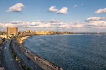 Fototapeta na wymiar View of Alexandria harbor, Egypt