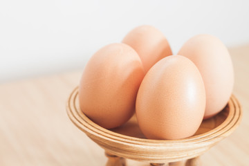 Closed up fresh chicken eggs