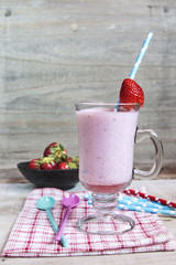 Strawberry smoothie in a glass