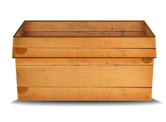 3d wooden box on white background