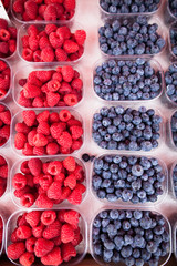 Raspberries and blueberries