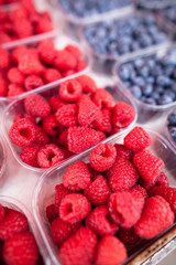 Raspberries and blueberries