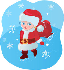 Kid like Santa with gifts