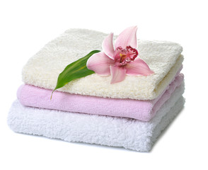 Fototapeta na wymiar towels with orchid