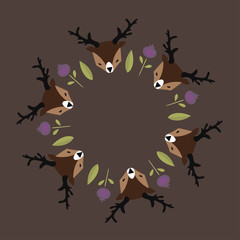 Round ornament with cute deer