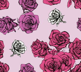 Flower sketch bouquet seamless pattern