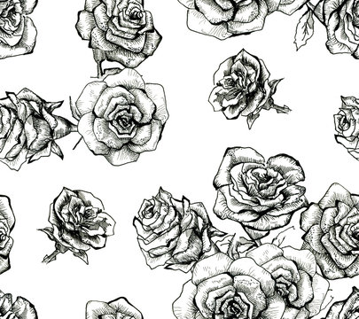 Flower sketch bouquet seamless pattern