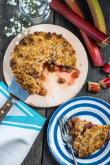 Homemade organic traditional rhubarb pie