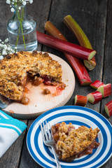 Homemade organic traditional rhubarb pie