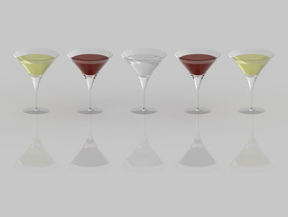 Wine glass on reflective white background