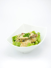 Fried Noodles with Chicken on white background