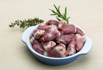 Raw chicken hearts