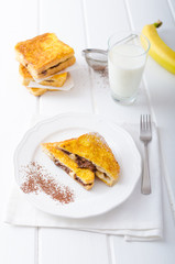 French toast stuffed with chocolate and banana