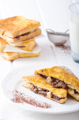 French toast stuffed with chocolate and banana