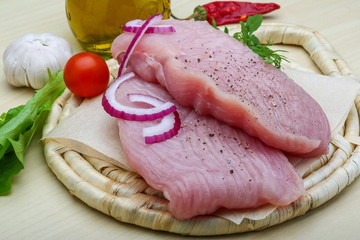Raw turkey steak