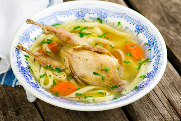 homemade  quails soup.