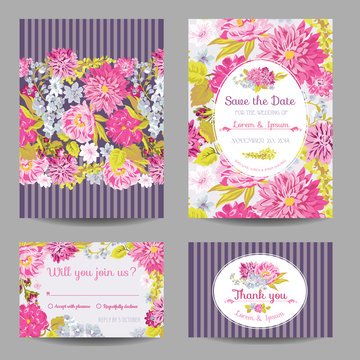 Invitation or Greeting Card Set - for Wedding, Baby Shower 