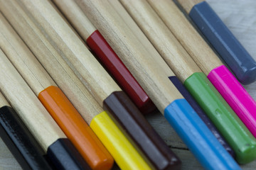 Close up of coloured pencils