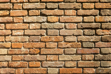 Background of red brick wall pattern texture