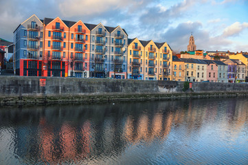 Fototapeta na wymiar Bank of the river Lee in Cork, Ireland city center