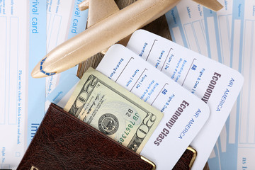 Airline tickets and documents, closeup