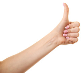 Female hand isolated on white